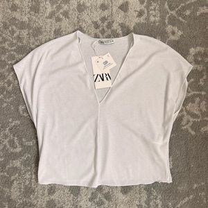 NWT White Zara Ribbed Top